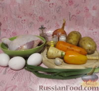 Суп с курицей, овощами и яйцами